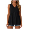 thumbnail image 5 of enyan Women's Tank Tops V Neck Summer Racerback Tops Loose Fit Casual Sleeveless Tee Workout Yoga Athletic Shirts Summer Tops,Black,XXL, 5 of 7