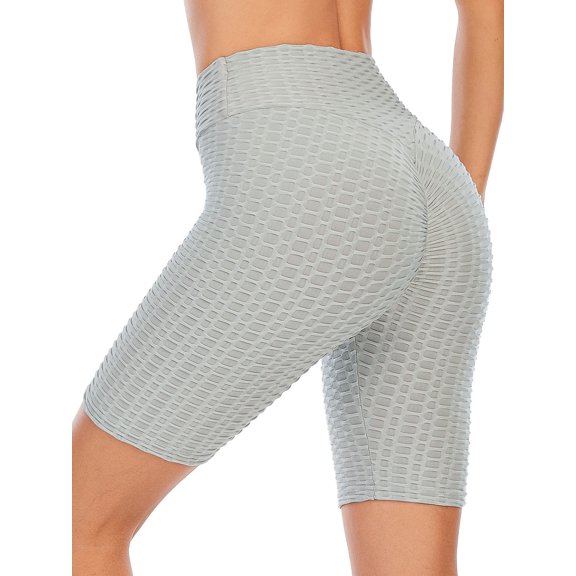 FANNYC Yoga Shorts For Womens High-Waist Quick-Drying Sports Shorts Workout Running Trousers Control Abdomen Butt Lift Yoga Half Pants, Black/Gray/Green/Navy/Red