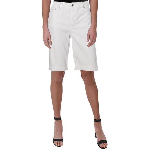 Lauren Ralph Lauren Womens Petites Denim Solid Bermuda Shorts White 2P