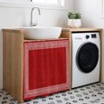 thumbnail image 4 of Red Geometric Cabinet Curtains 35"W x 35"L, White Greek Key Design Burlap Modern Art Sink Skirt for Bathroom Kitchen Self Adhesive, Desk Privacy Short Curtain for Under Sink Classroom Closet, 4 of 9