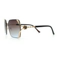 thumbnail image 6 of Womens Rimless Metal Rim Rectangle Butterfly Luxe Fashion Sunglasses Gold - Burgundy Blue, 6 of 8