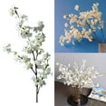 thumbnail image 2 of LYCAQL 4 Pcs White Cherry Blossom Flowers Artificial Flower, Flowers Floral Stems, Silk Flowers Tree Branches for Tall Vases Wedding Home Decor, 39 Inchs, 2 of 8