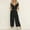 Black, variant on Babysbule Womens Long Pants Jumpsuit Women's Fashionable V-neck Button Cut Open Back Casual Short Sleeved Trousers