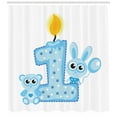 thumbnail image 3 of Ambesonne Birthday Shower Curtain, Boys Party Cake Candle, 69"Wx75"L, Pale Blue Pale Blue, 3 of 3