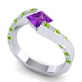 thumbnail image 2 of 1.25 Carat Wonderful Princess Cut Pink Sapphire & Peridot Gemstone Anniversary Ring for Ladies 18K White Gold Size 6.5 by Diamond-Capitals, 2 of 8