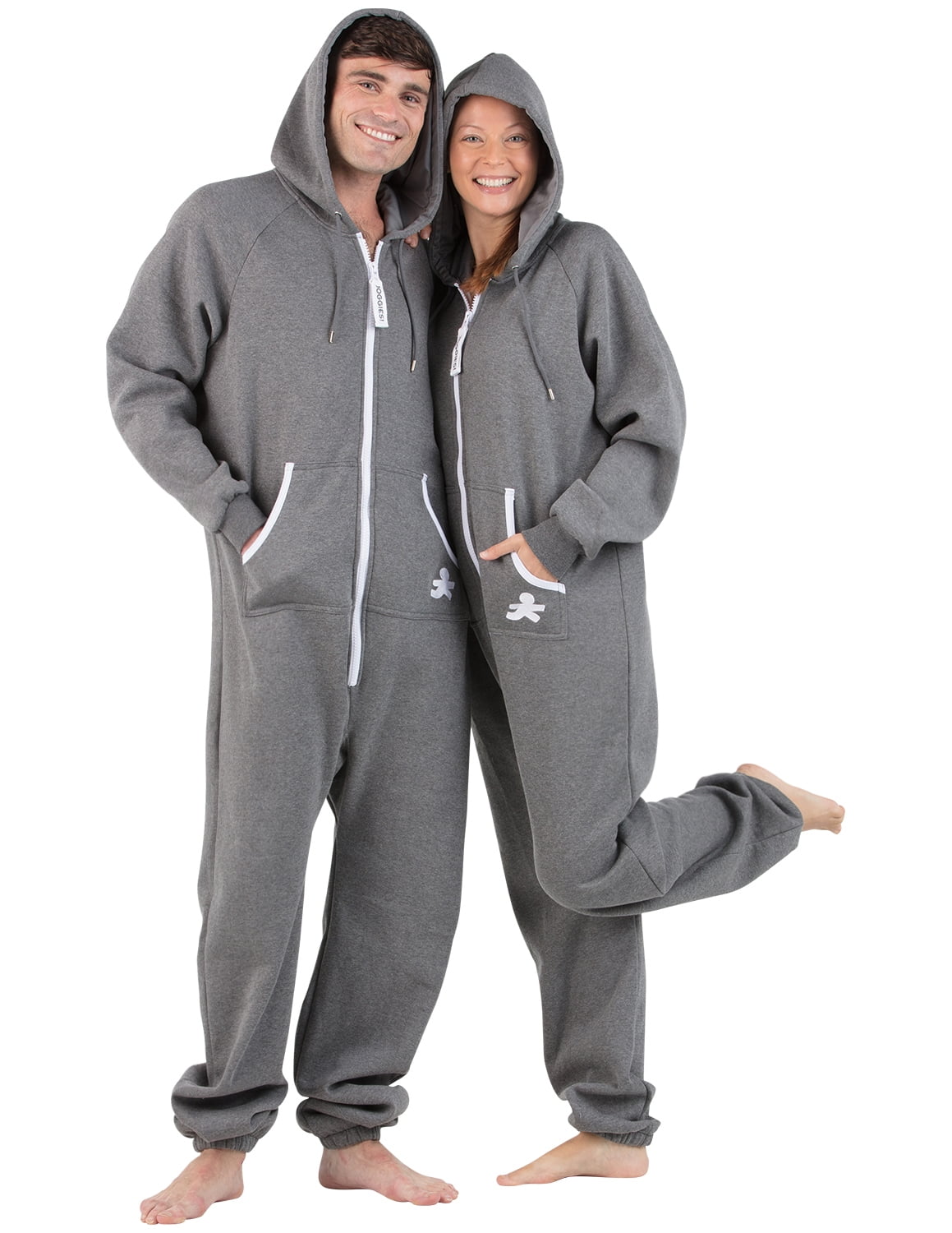 Footed Pajamas Joggies Charcoal Gray Adult Footless Hoodie Onesie