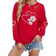 thumbnail image 3 of Uootdi Crew Neck Love Heart Printed Graphic Sweatshirt for Women Valentine's Day Tunic Tops Casual Holiday Long Sleeve Graphic Tee Tops Gift, 3 of 8