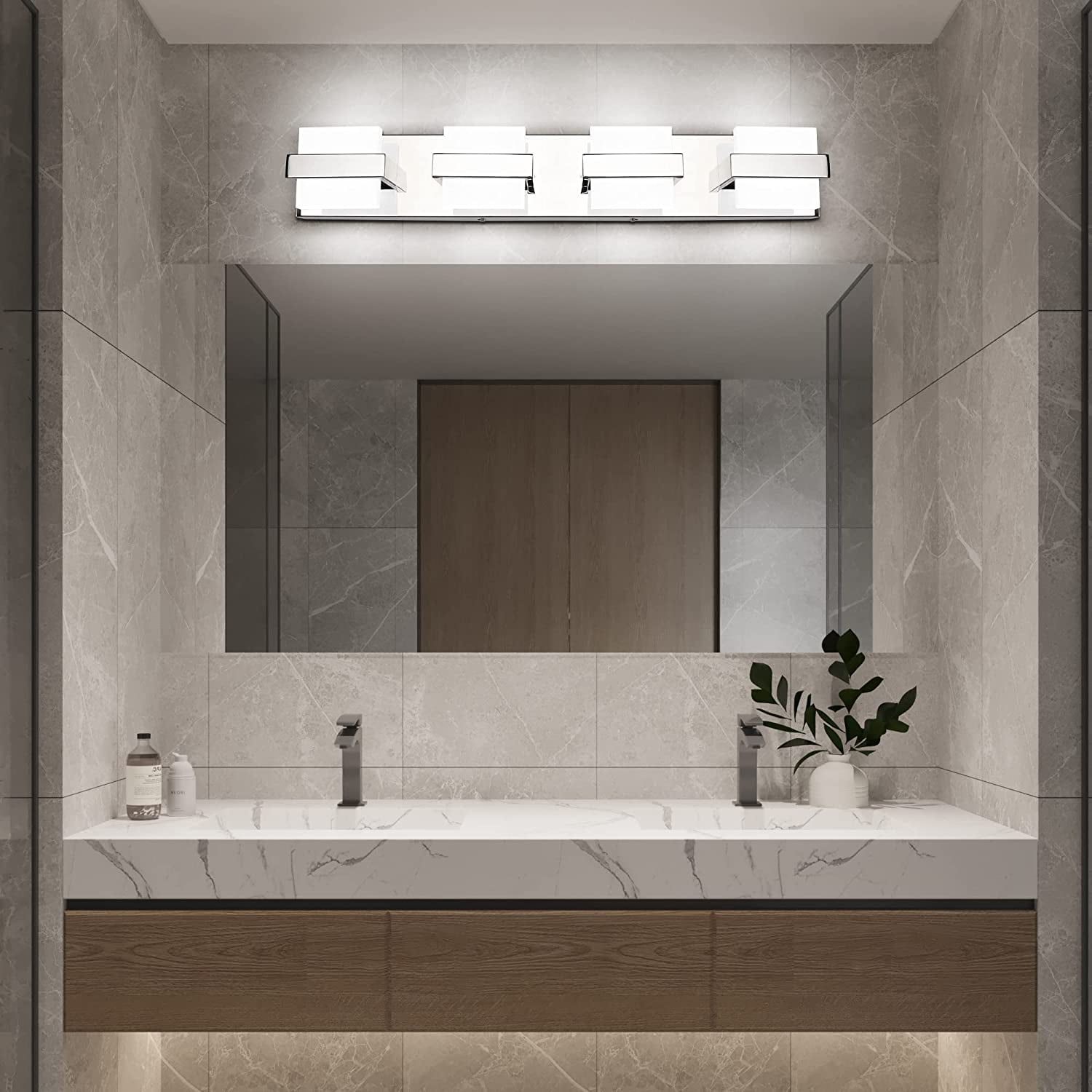 Modern LED Vanity Lights 4T Bathroom Lighting Fixtures Over Mirror Modern  Silver Bathroom Vanity Light Fixtures (Cold White 6000K) - Yahoo Shopping