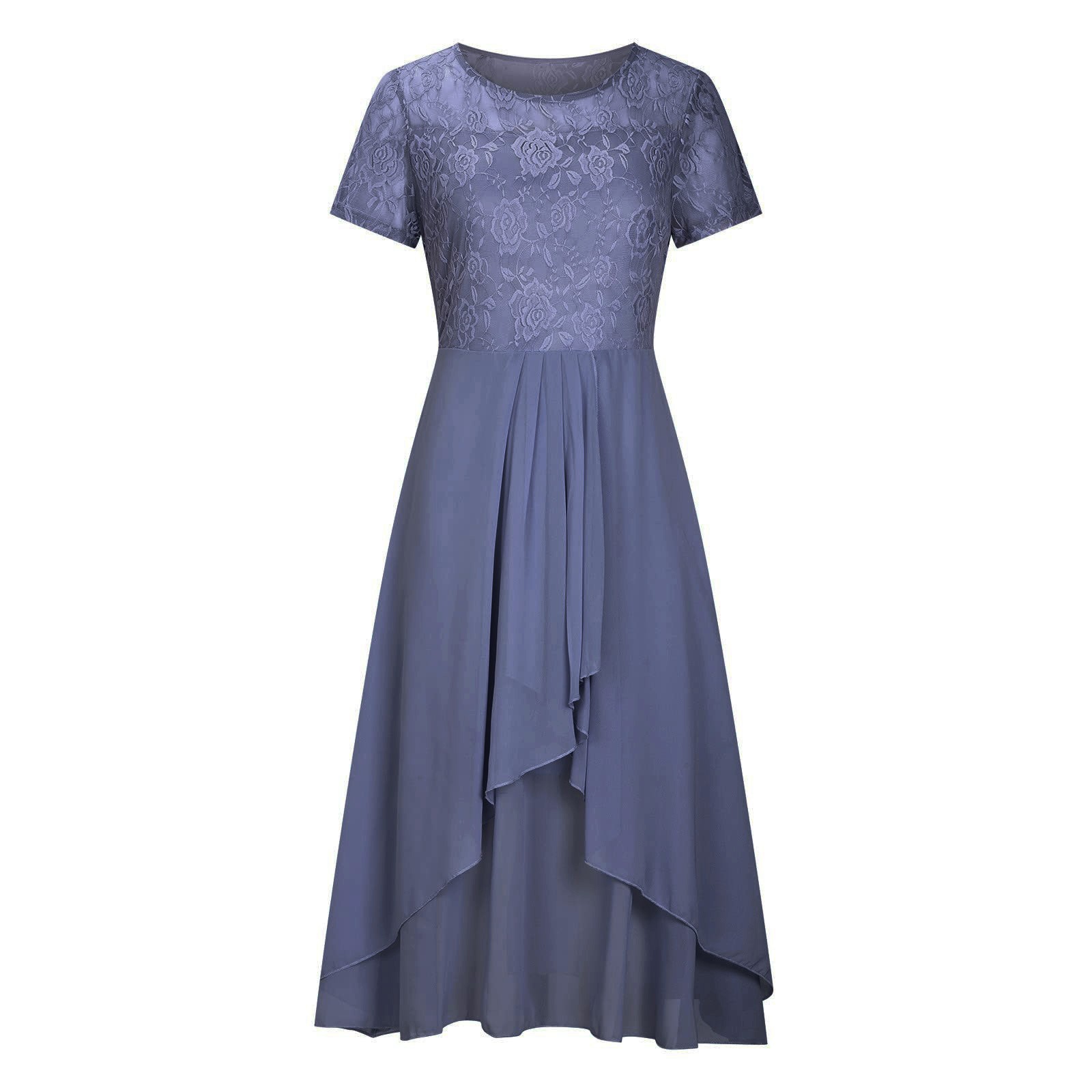 Royallove Women's Dress Chiffon Elegant Lace Patchwork Dress Cut-out ...