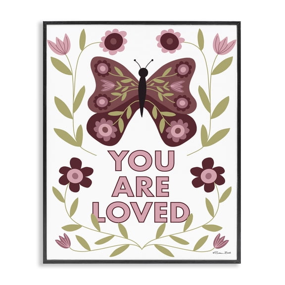 Stupell Industries You Are Loved Symmetrical Black Framed Giclee Art, design by Susan Ball