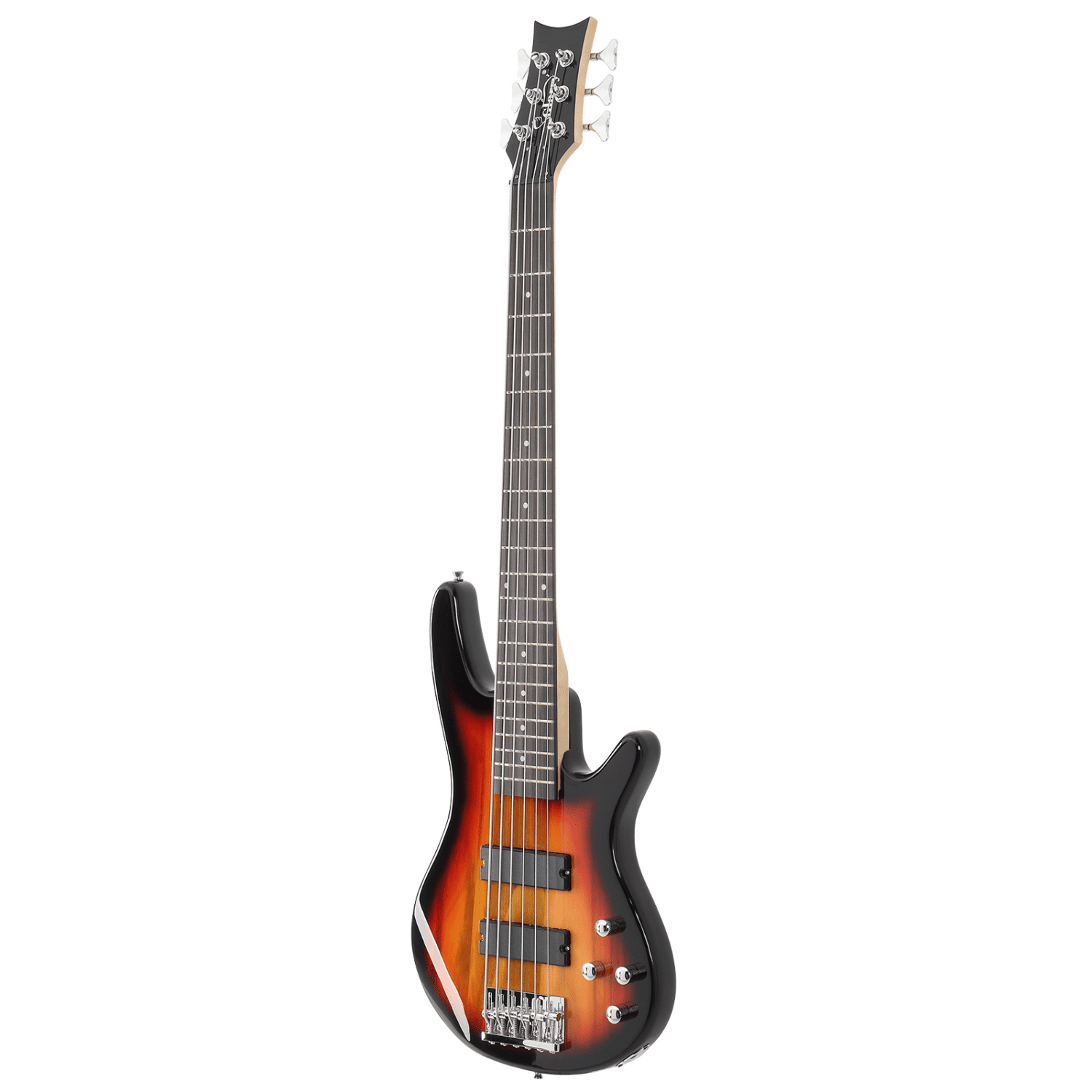 Hassch Electric Bass Guitar, 6 String Beginner Kit with Bag, Strap and Other Accessories, Sunset Color