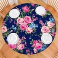 thumbnail image 2 of Pioneer Flower Floral Print Pattern Round Fitted Tablecloth with Elastic Edge,Dining Table Cover Waterproof,Outdoor Round Tablecloth for Camping,Dining,Indoor and Outdoor, 2 of 7