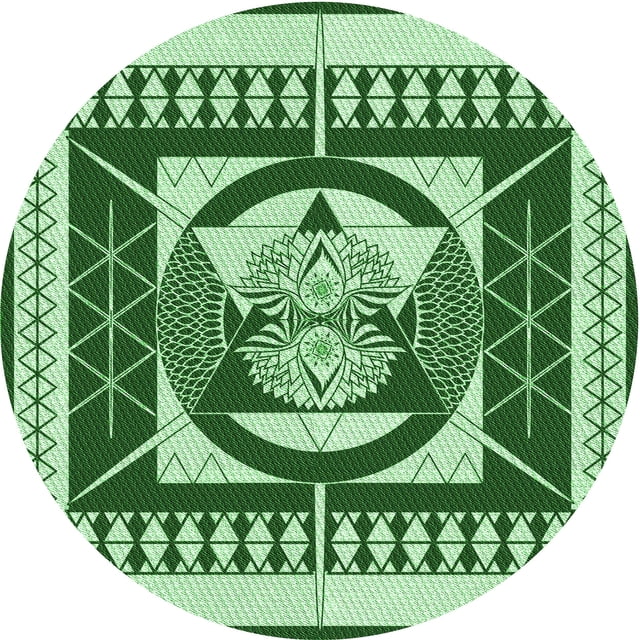 Ahgly Tapis Rond Lavable en Machine Intérieur Transitionnel Vert Émeraude Profond, 5 Pieds Rond