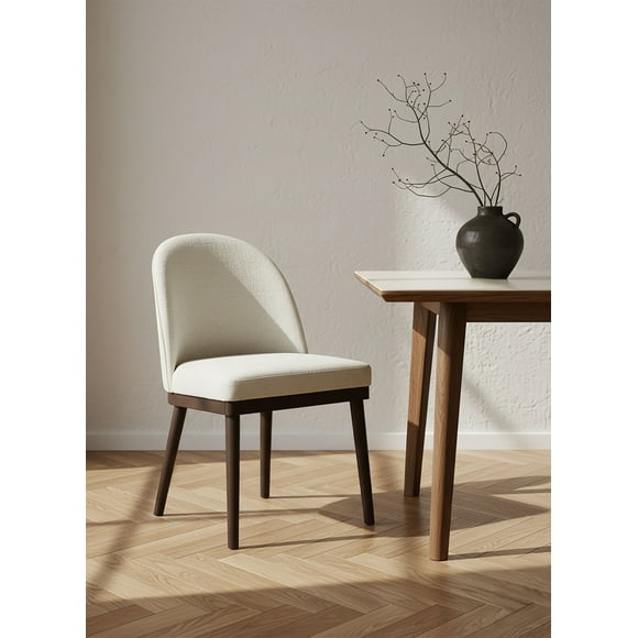 Aykah Saville Dining Chairs Set of 2, Modern Upholstered Dining Room Kitchen Side Chair with Wooden Legs, Space Saving, Easy to Assemble (Cashew Cream)