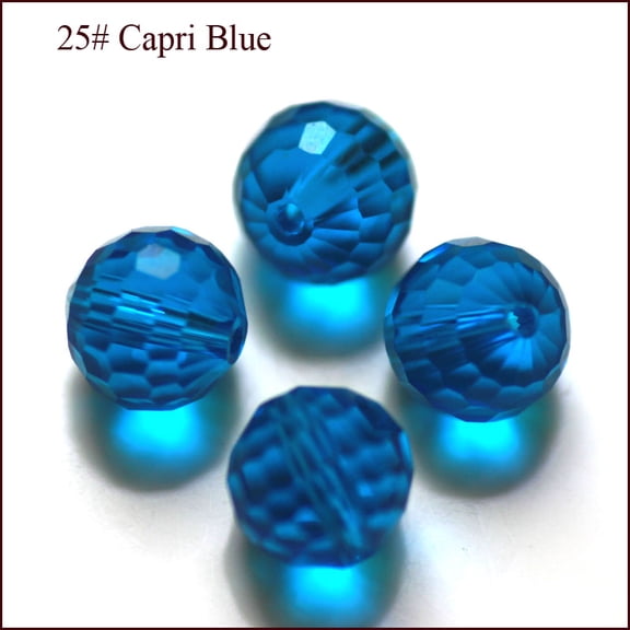 50pc K9 Glass Imitation Austrian Crystal Beads Grade AAA Faceted(128 Facets) Round Dodger Blue 10mm Hole: 0.9~1mm