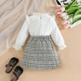 thumbnail image 7 of Mercatoo Toddler Little Girl Skirt Outfits Ruffle Sleeve Lace Tops Mini Plaids Skirt Girls 1 to 6 Year Autumn Clothes Set, 7 of 7