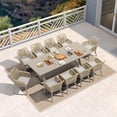 thumbnail image 3 of PURPLE LEAF 11 Pieces Patio Dining Set, Rectangular Aluminum Outdoor Table and 10 Wicker Chairs with Cushions for Garden Kitchen and Porch, Champagne, 3 of 10