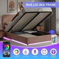 thumbnail image 5 of Llinc Store Upholstered Platform Full Size Hydraulic Storage Bed, Lift Up Storage Bed with Rgb Led Light, Bluetooth Speaker, No Box Spring Needed, Pink, 5 of 10
