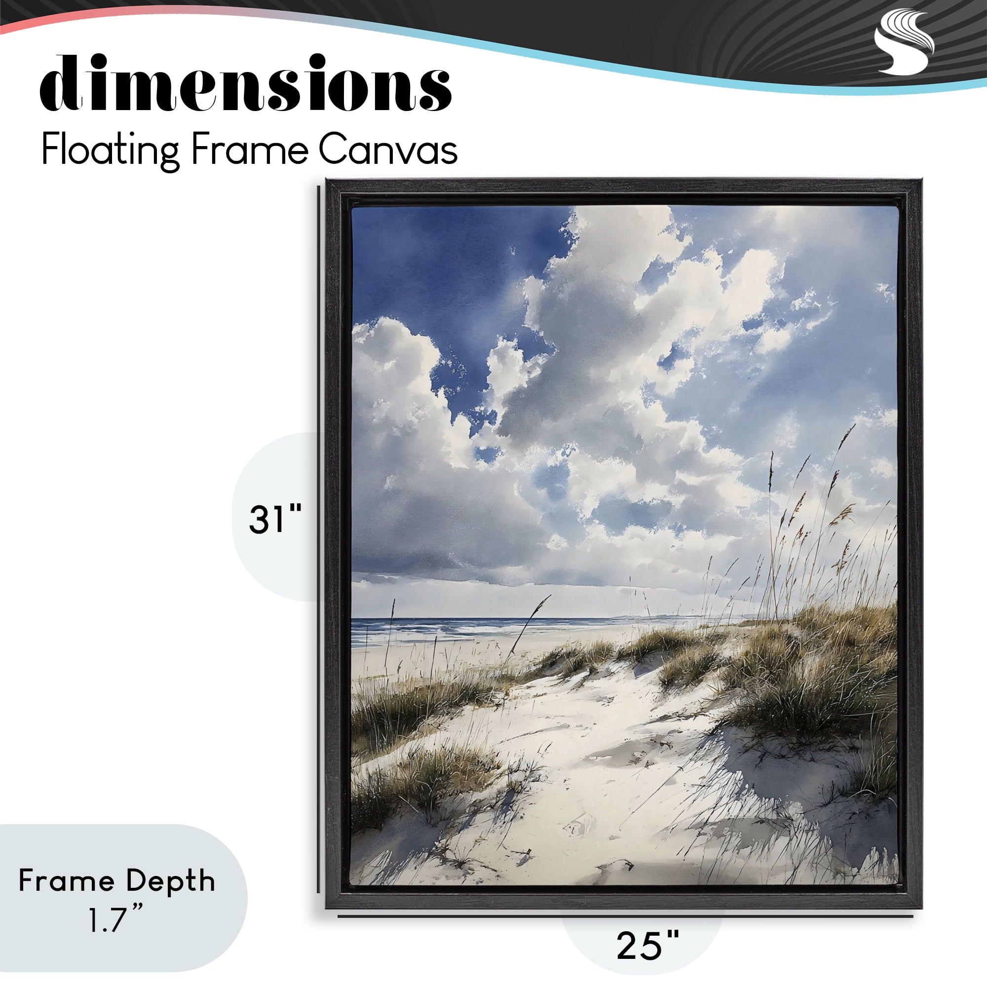 Stupell Industries Midday Sunny Beach Dunes Black Framed Floater Canvas Wall Art, design by Franklyn Gregory