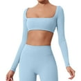 thumbnail image 1 of Chaqueta de yoga para mujer - Manga larga con almohadilla en el pecho - Camiseta ajustada y corta para entrenar, 1 of 8