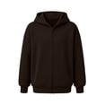 thumbnail image 5 of FRSASU Men's Zip Up Plain Hooded Sweatshirts Casual Long Sleeve Fleece Hoodie with Kangaroo Pockets Coffee, 5 of 6