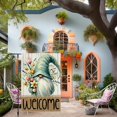 thumbnail image 2 of 12x18 Burlap Double Sided Spring Summer Gnome Garden Flag Welcome Floral Buffalo Plaid Wildflowers Outside Yard Decoration, 2 of 9