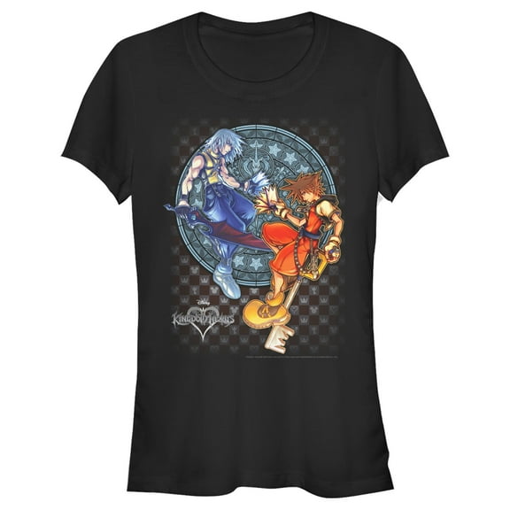 Junior's Kingdom Hearts Chain of Memories Hero Duo Stained Glass  Graphic Tee Black Small
