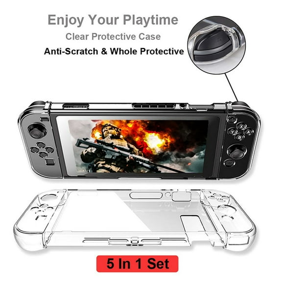 AnuirheiH For Switch Game Protection Bag Protection Data Cable Type Storage Bag Set Crystal Shell
