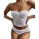 thumbnail image 4 of Conjunto de lencería sexy sin tirantes con encaje cruzado en el pecho para mujer - Ropa interior push up, poliéster, color liso, tallas S-XXL, ropa informal para todas las estaciones, 4 of 7