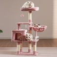 thumbnail image 3 of Cat Tree with Toy, Cat Tower condo for Indoor Cats, Cat House with Padded Plush Perch, Cozy Hammock and Sisal Scratching Posts,Skin Pink, 3 of 14