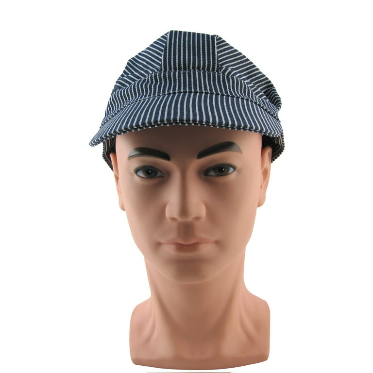Hickory Stripe Railroad Engineer Cap Denim Train Conductor Hat Costume Accessory Hickory Stripe Railroad Engineer Cap Denim Train Conductor Hat Costume Accessory