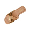 thumbnail image 3 of Women's Metallic Trim Flat Slide Sandals Wide Width Open Toe Summer Casual Slides Soft Comfort Sole Lightweight Beach Shoes Non Slip Outdoor Daily Slippers, 3 of 10
