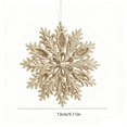 thumbnail image 3 of Powdered Gold Snowflake Ornaments, Double-Sided Hollow Plastic Christmas Tree Decorations, Glittering Holiday Scene Setup(Khaki), 3 of 6