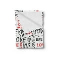 thumbnail image 2 of Valentines Soft Flannel Fleece Throw Blanket, Hand Drawn Love Lettering Doodle Style Design with Brush Stroke Effect, Cozy Plush for Indoor and Outdoor Use, 70" x 90", Black Red White, by Ambesonne, 2 of 5