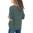 thumbnail image 2 of Tunique en Tricot pour Femmes, Manches Longues, Col en V, Ample, Décontractée, T-Shirt, S TTG, 2 of 3