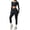 Black, variant on Women's Solid Color Long Sleeve Workout Set Breathable Activewear for Yoga Fitness Running Exercise