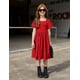 thumbnail image 4 of Vestido Arshiner de poliéster rojo para niñas de 5 a 6 años, 4 of 7