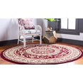 thumbnail image 3 of Unique Loom Versailles Collection Traditional Classic Medallion Floral Motif Area Rug (6 0 x 6 0 Round, Burgundy/ Ivory), 3 of 6