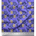 thumbnail image 1 of Soimoi Purple Poly Georgette Fabric Leaves & Clover Flower Hand Drawn Printed Fabric 1 Yard 42 Inch Wide, 1 of 1