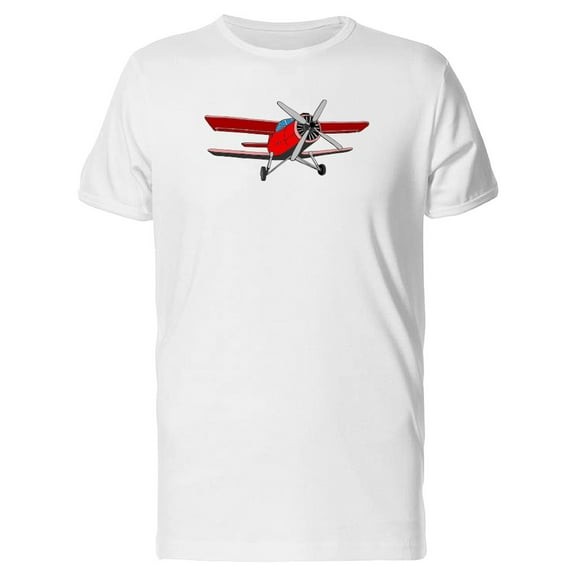 Red Airplane Cartoon T-Shirt Men -Image by Shutterstock, Male Medium