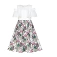 thumbnail image 1 of Girls Dress Chiffon Floral Ruffle Cold Shoulder Party Dress 10, 1 of 7