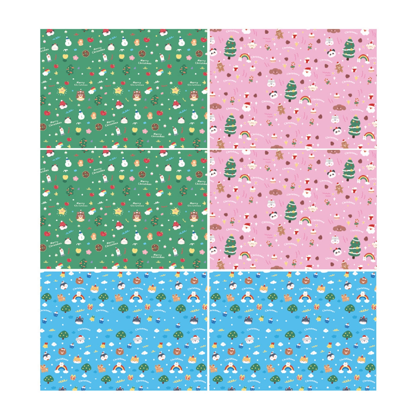 Ruanlalo Wrapping Paper,6Pcs Gift Wrapping Paper Cartoon Bright Color