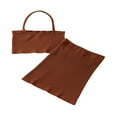 thumbnail image 1 of 2Pcs Kids Summer Outfit  Solid Color Ribbed Halter Neck Sleeveless Crop Tops + Short Slit Skirt for Girls  2-7 Years, 1 of 7