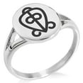 thumbnail image 1 of Stainless Steel Aztec Power of Love Rune Minimalist Oval Top Polished Statement Signet Ring, 1 of 1