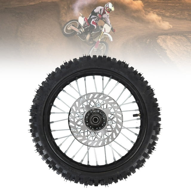 Wheel 14 Inch Dirt Bike Front Wheel Assembly 60/100-14 2.5-14 Tire Inner Tube 12mm Rim Axle with Brake Rotor for 125 140 150 160mL Off Road Motorcycles