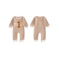 thumbnail image 2 of RUINIXCW Baby Boy First Birthday Outfit Romper Infant Boys 1st Birthday One Years Old Clothes Letter Embroidery Long Sleeve Waffled Striped Jumpsuit, 2 of 10