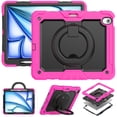 thumbnail image 2 of Case for iPad Air 13 inch/iPad Pro 12.9 inch (3rd/4th Gen), 360 Rotating Stand Handle Pencil Holder Shoulder Strap Heavy Duty Shockproof Cover, Rose, 2 of 7