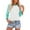 Mint Green1, variant on fatyb Women's 3/4 Length Sleeve Shirts Crewneck Casual Blouses Colorblock Patchwork Loose Tee Shirts