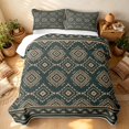 thumbnail image 3 of Erosebridal Traditional Aztec Quilt Full, Gothic Geometric Full Bedspread Sets, Deep Sage Tan 3-Piece, 1 Coverlet and 2 Pillowcases, 3 of 7