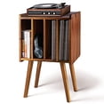 thumbnail image 1 of 2BHOME Soporte de madera para tocadiscos LP con 4 gabinetes, capacidad para hasta 100 vinilos, soporte de almacenamiento de discos de metal y mesa organizadora, diseño clásico para archivos/libros (mo, 1 of 5